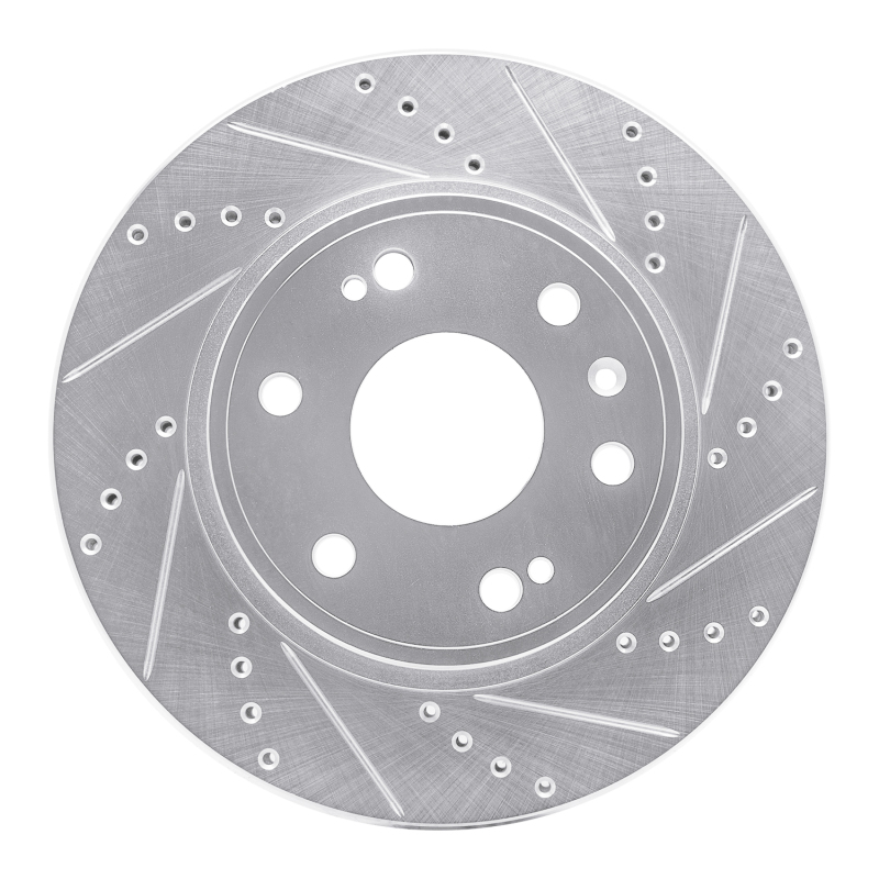 Chevrolet Tahoe Brake Rotor (1) - Front Right - R1 Concepts - Drilled & Slotted - Silver - `09-`20